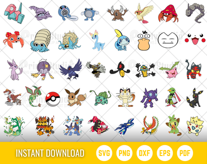Pokemon 300 Cliparts Bundle, Pokemon SVG cut files for Cricut / Silhouette, PNG, DXF, instant download