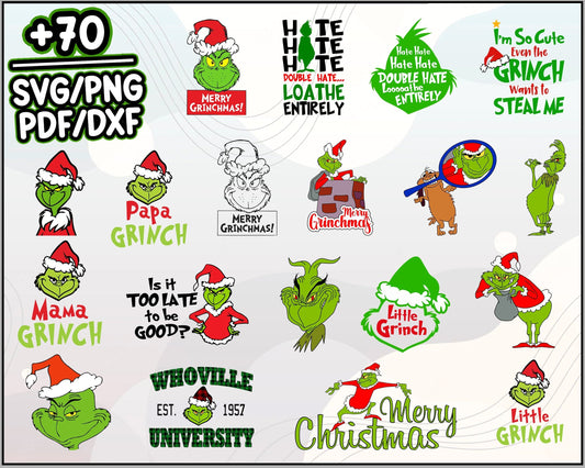 70+ Grinch Bundle Christmas SVG, Christmas SVG, PNG DXF EPS File.