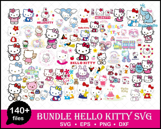 140+ Hello Kitty Bundle svg, Hello kitty svg, eps, png, dxf