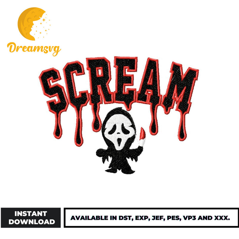 Scream ghostface embroidery design