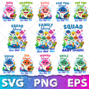 Baby Shark SVG Bundle Baby Shark Birthday Clipart Baby Shark Font Alphabet Svg Cut Files Png Digital Bundle