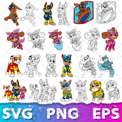 Paw Patrol SVG Bundle, Paw Patrol Clipart Paw Patrol Alphabet, Silhouette Svg Cut Files, Png Digital Bundle