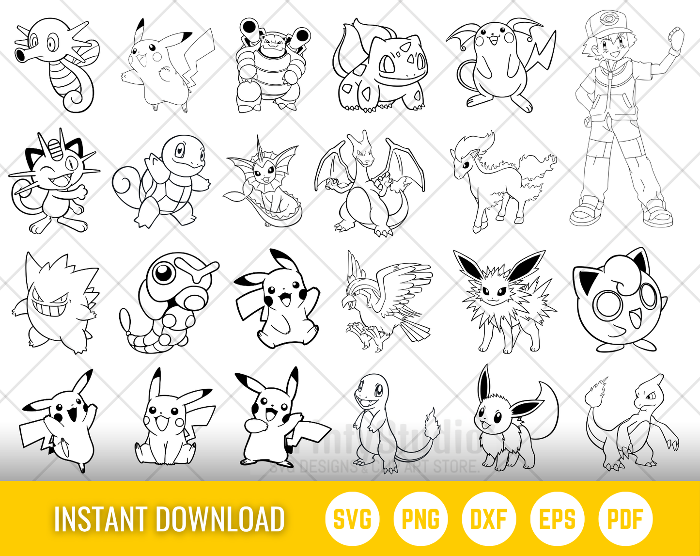 Pokemon 300 Cliparts Bundle, Pokemon SVG cut files for Cricut / Silhouette, PNG, DXF, instant download