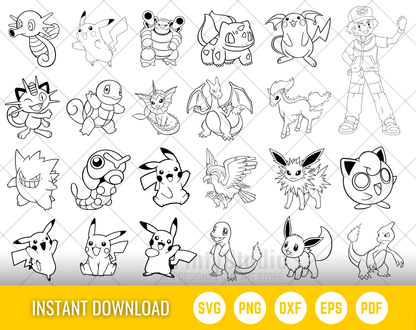 Pokemon 300 Cliparts Bundle, Pokemon SVG cut files for Cricut / Silhouette, PNG, DXF, instant download