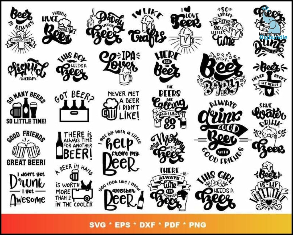 150+ Beer bundle svg, png, eps, dxf for cricut and print