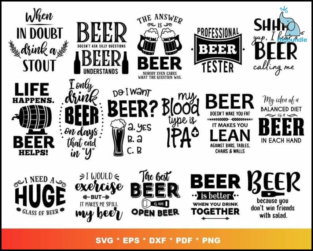 150+ Beer bundle svg, png, eps, dxf for cricut and print