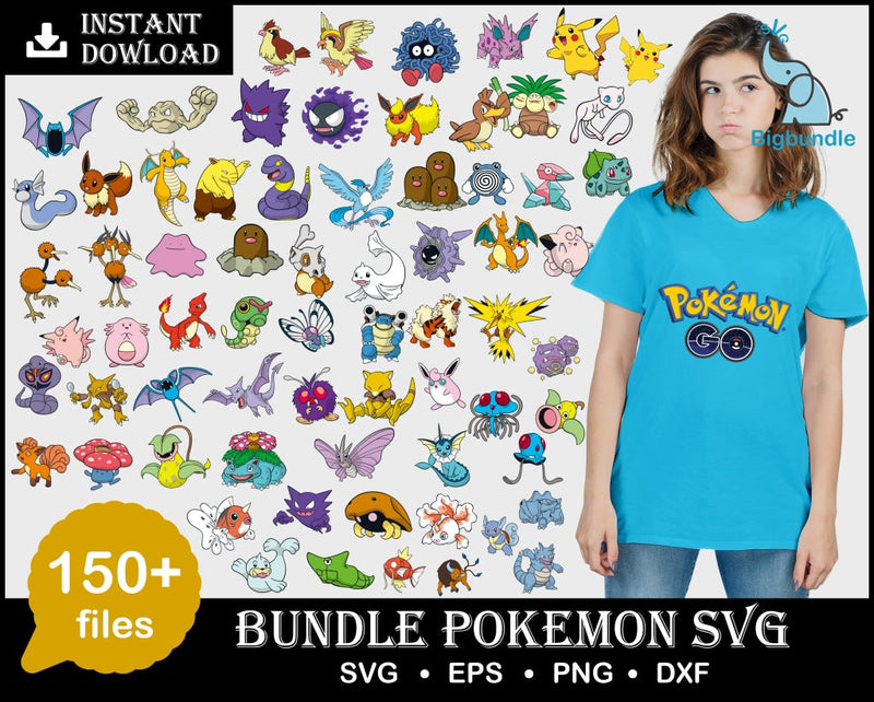 150+ Pokemon bundle svg, png, dxf, eps