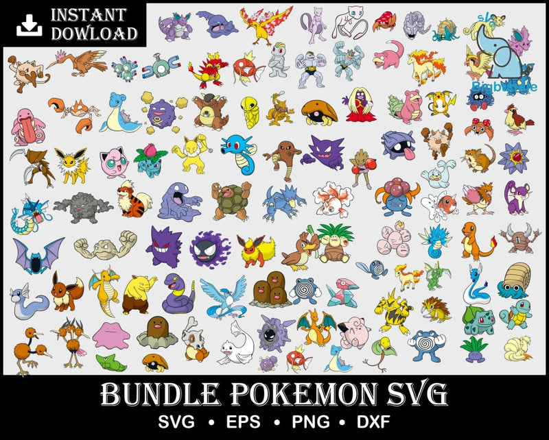150+ Pokemon bundle svg, png, dxf, eps