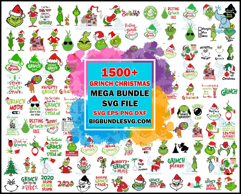 1500+ Grinch Bundle SVG, Grinch SVG, Grinch Cutting Image, Christmas Grinch svg