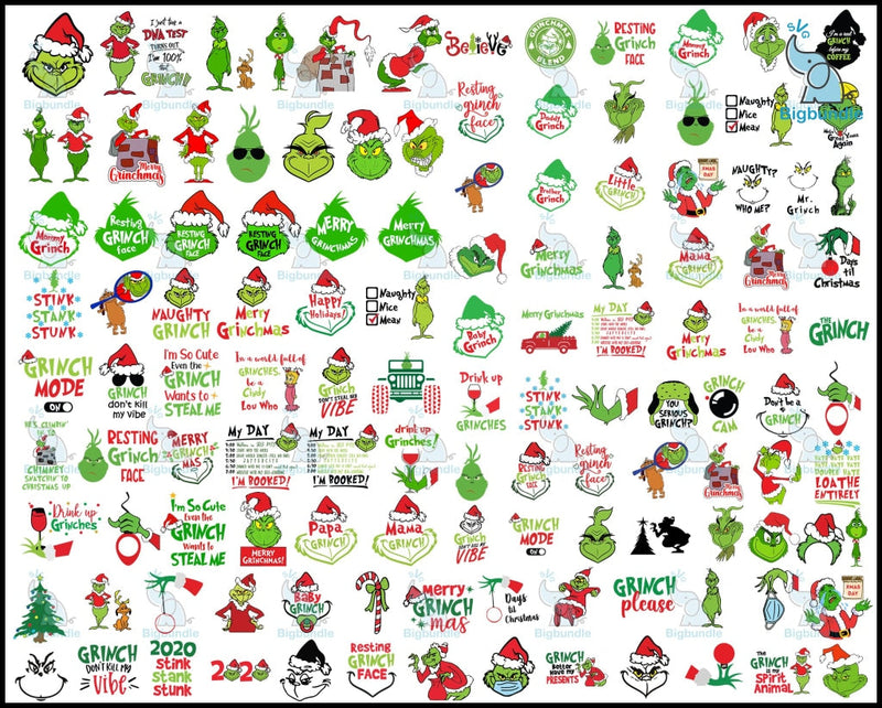 1500+ Grinch Bundle SVG, Grinch SVG, Grinch Cutting Image, Christmas Grinch svg