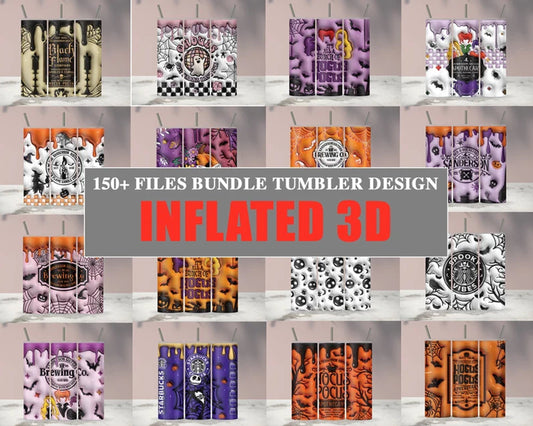 150+ Files Bundle 3D Inflated Puff Sublimation Tumbler Design Download PNG