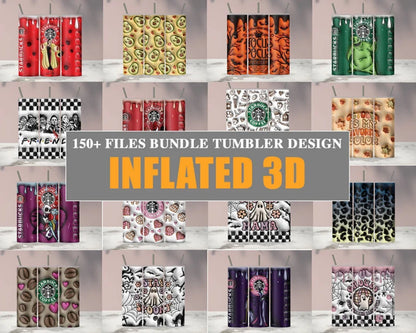 150+ Files Bundle 3D Inflated Puff Sublimation Tumbler Design Download PNG