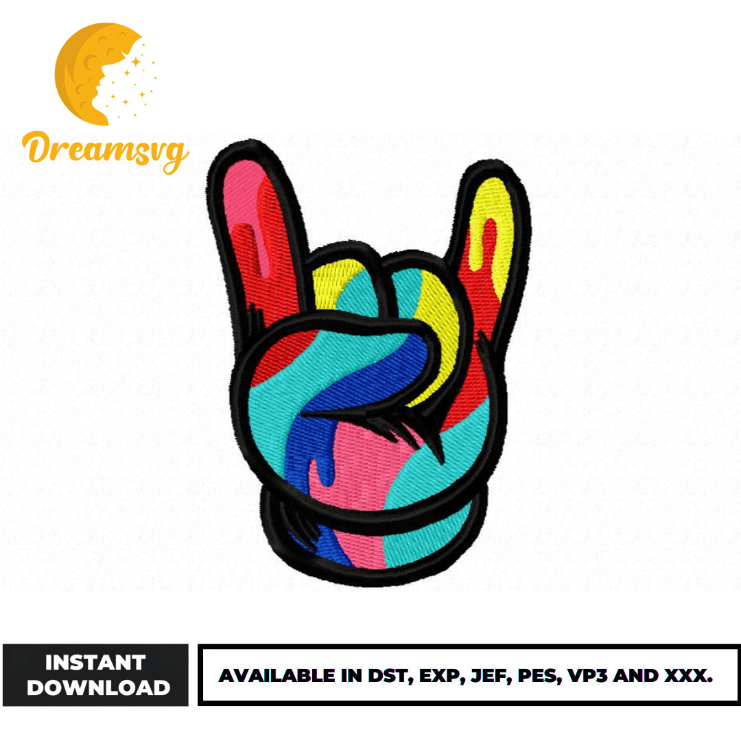 Hand Sign embroidery design