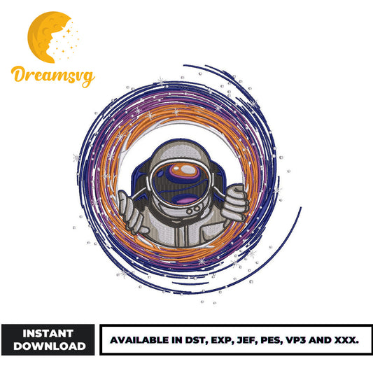 Black Hole Astronaut embroidery design