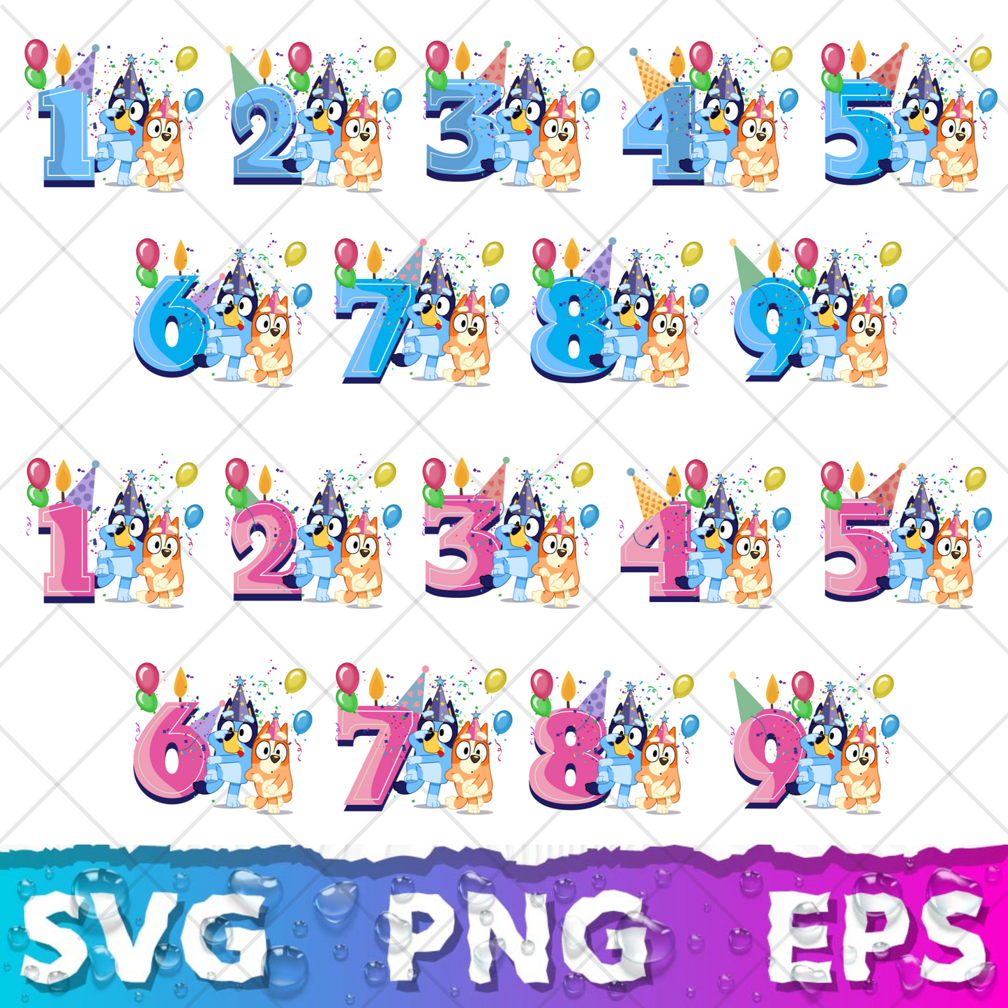Bluey SVG & PNG Bundle - 850+ Bluey Family Clipart for Cricut & Silhouette, Sublimation, Stickers, Instant Download, Tshirt | Mug, Decals