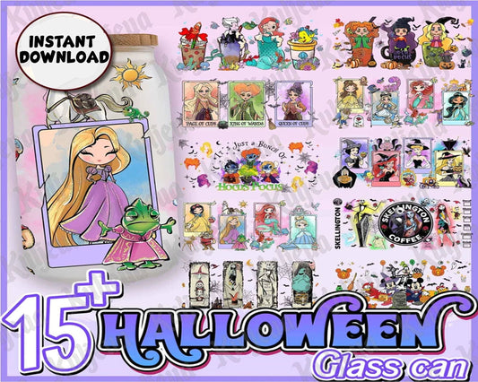 15+ Cartoon Halloween glass can coffee bundle png, Instant download
