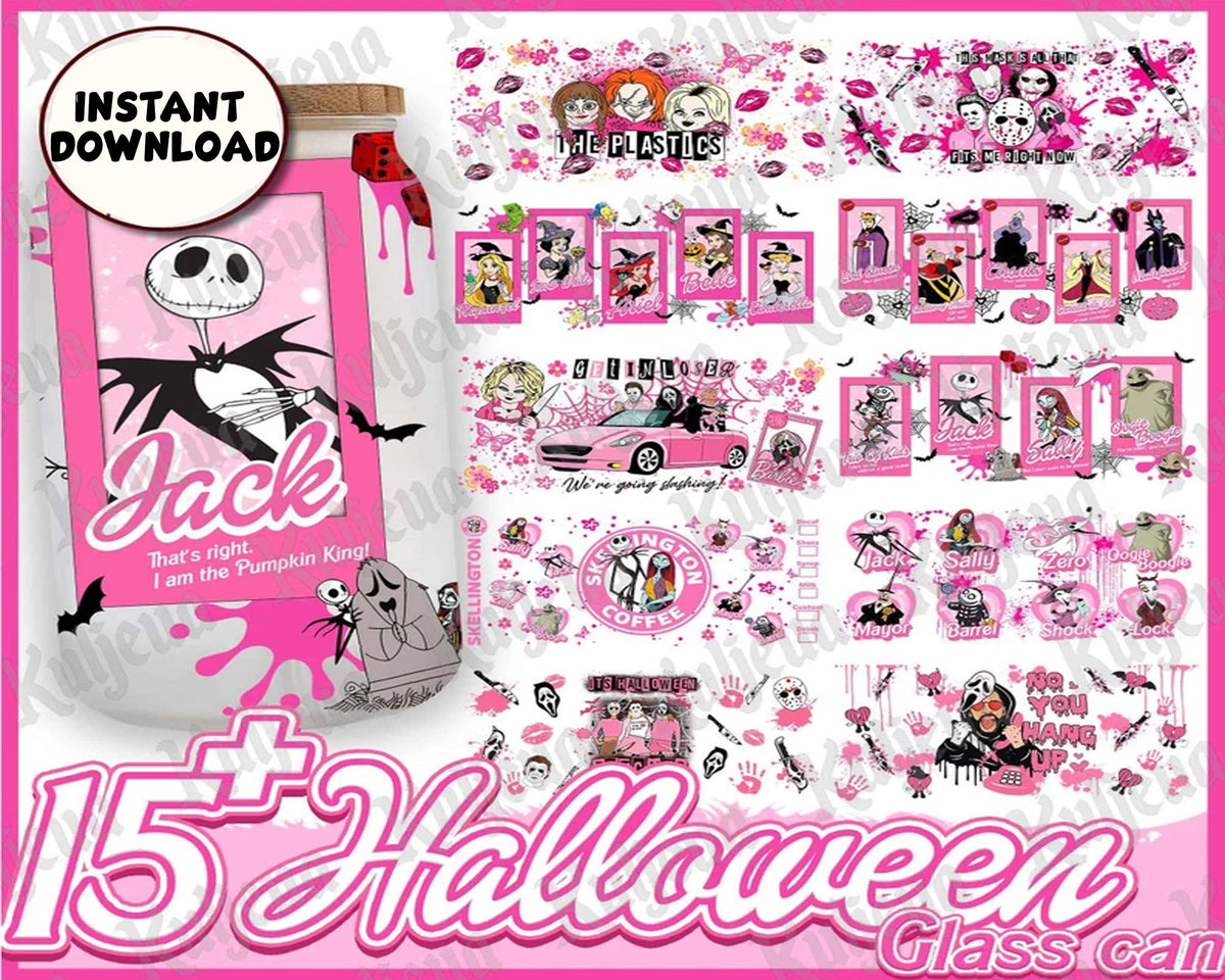 15+ Horror Pink  Killer 16oz Libbey Can Glass png, Digital download