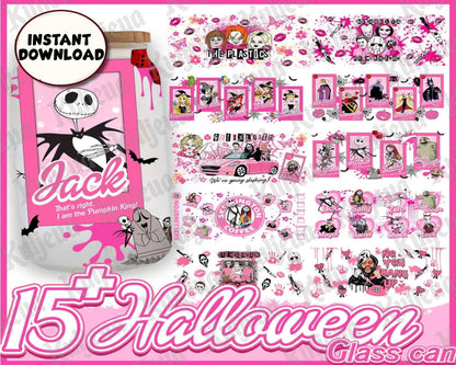 15+ Horror Pink  Killer 16oz Libbey Can Glass png, Digital download