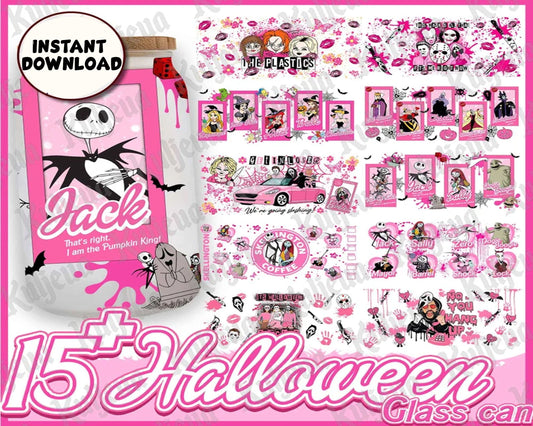 15+ Horror Pink  Killer 16oz Libbey Can Glass png, Digital download
