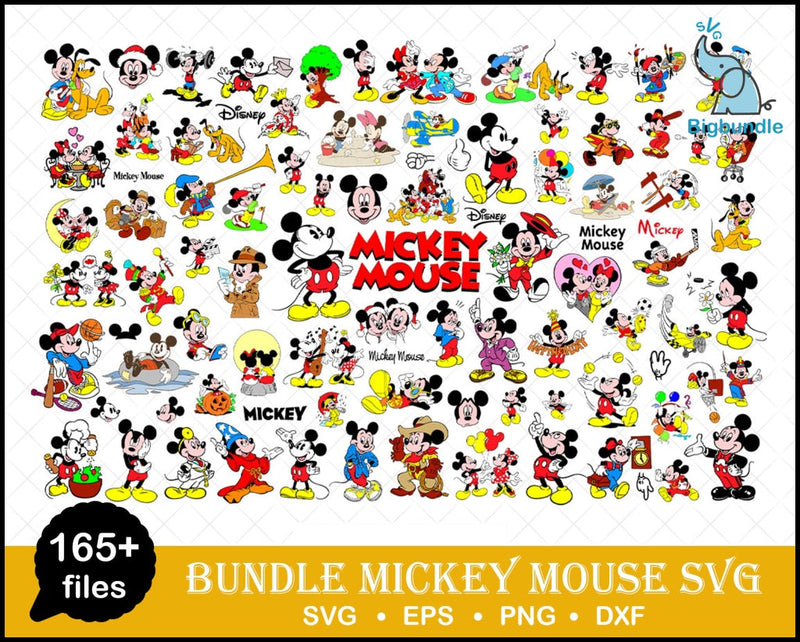 165+ Mickey Mouse SVG, Disney Svg, Mickey Svg, Clipart Bundle, Svg For Cricut, Printable Bundle