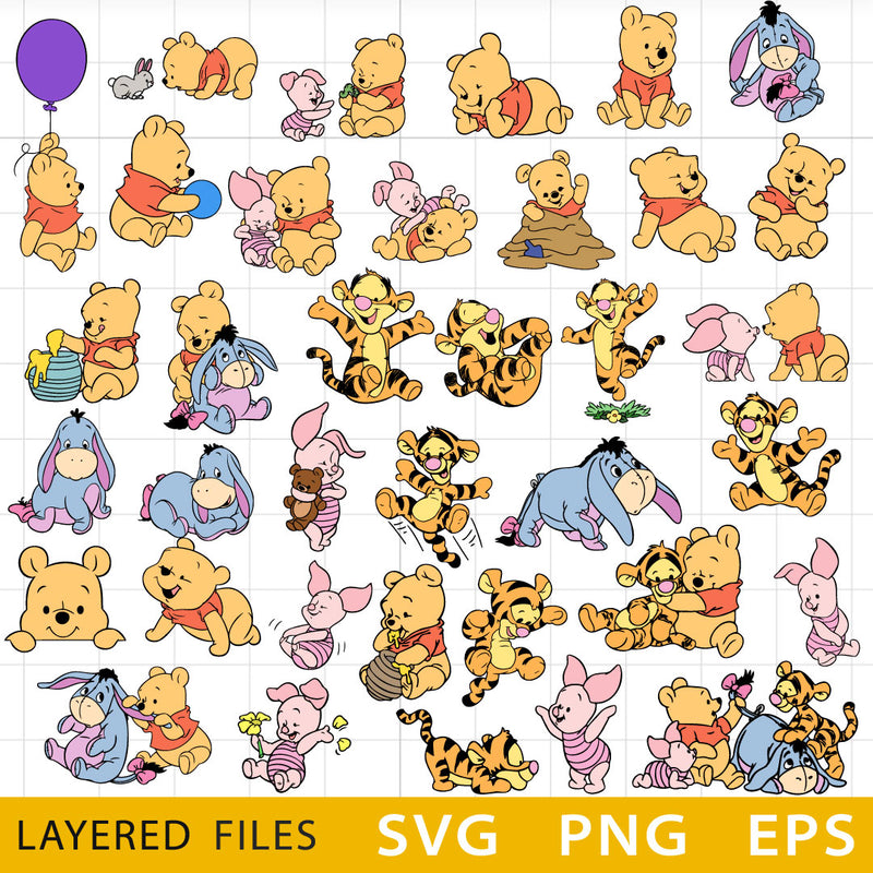 Winnie the Pooh SVG, Baby Pooh SVG, Pooh svg, Piglet svg, Tigger svg, Eeyore svg, Winnie the Pooh Birthday