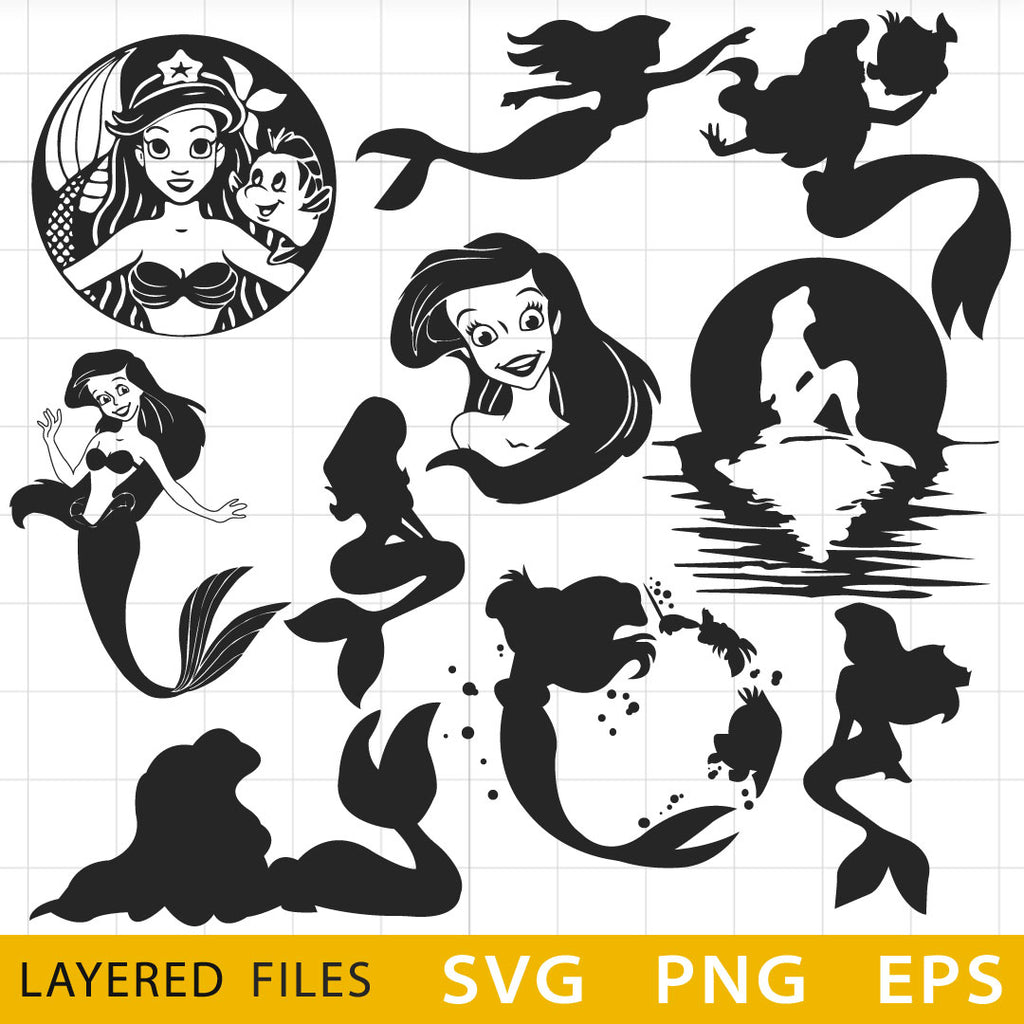 Little Mermaid Layered SVG, Mermaid Cricut files, Mermaid Cut files, M