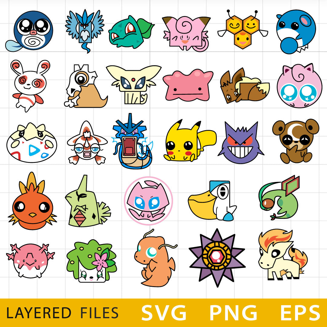 Pokemon Layered SVG, Pokemon Cricut files, Pokemon SVG Cut files, Poke