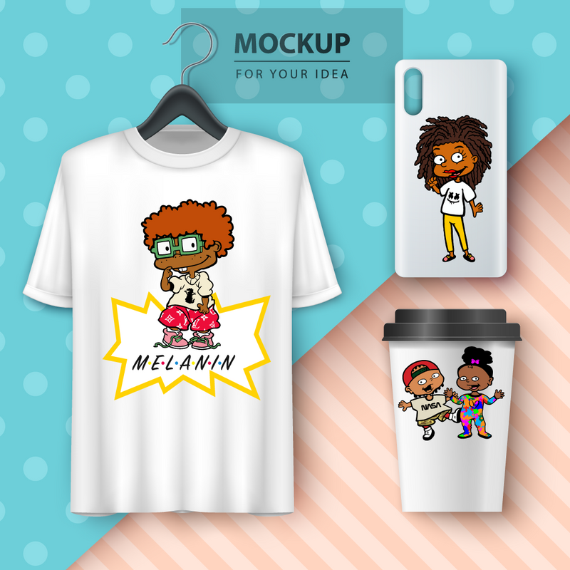 Rugrats Afro Layered SVG, Melanin Cricut file, Rugrats Afro SVG Cut files, Layered digital vector file