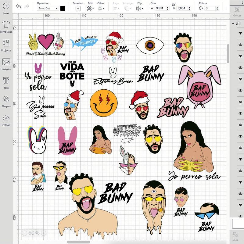 Bad Bunny Layered SVG, Bad Bunny Cricut files, Cut files, Layered digital vector files