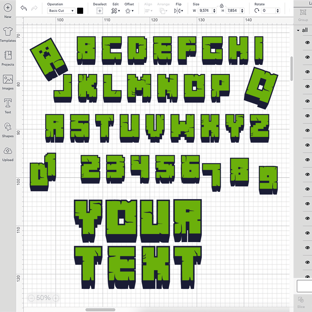 Minecraft 3d Alphabet SVG, Minecraft Font Cricut, Minecraft text font,