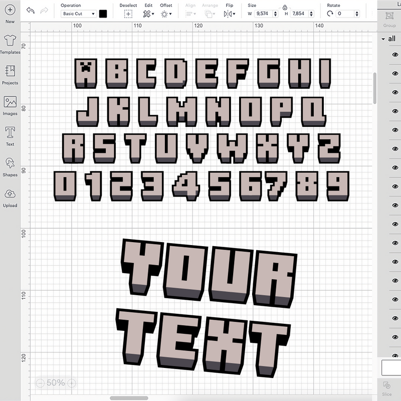 Minecraft 3d Font SVG, Minecraft Font Cricut, Alphabet Minecraft Font,