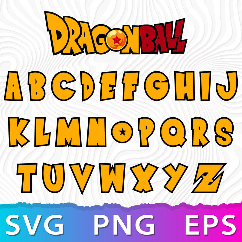 Dragon Ball Font SVG, Dragon Ball Alphabet SVG, Dragon Ball Letters SVG, Dragon Ball Font PNG