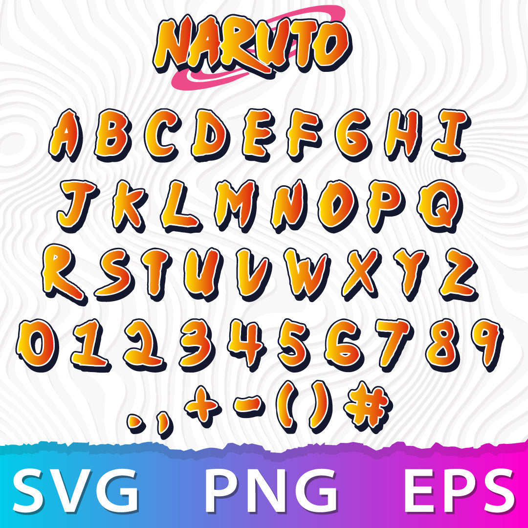 Naruto Font SVG, Naruto Alphabet SVG, Naruto Letters SVG