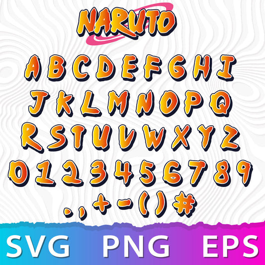 Naruto Font SVG Bundle, Naruto Alphabet SVG, Naruto Letters SVG