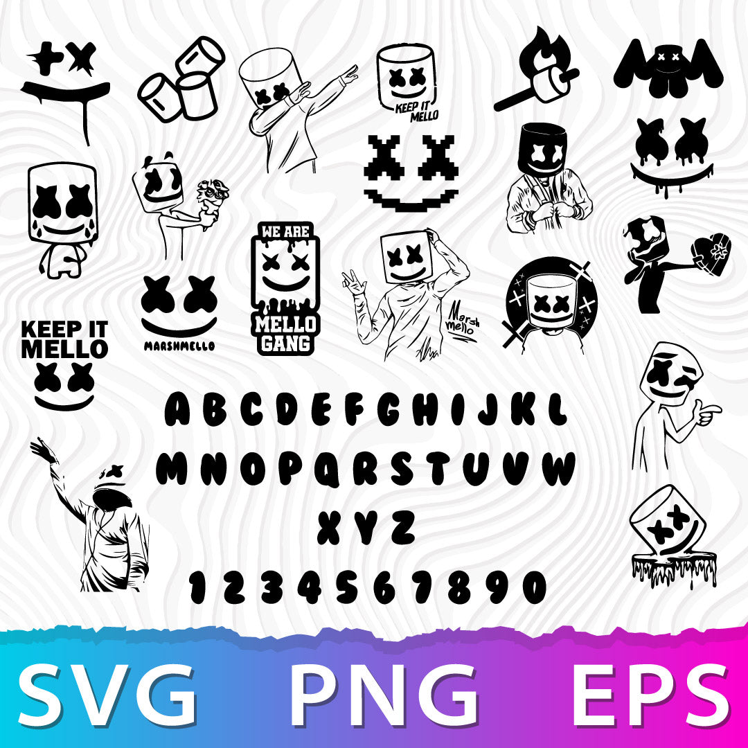 Dj Marshmello Svg Bundle, Dj Marshmello Svg Cricut, Dj Marshmello Font Svg, Dj Marshmello Png