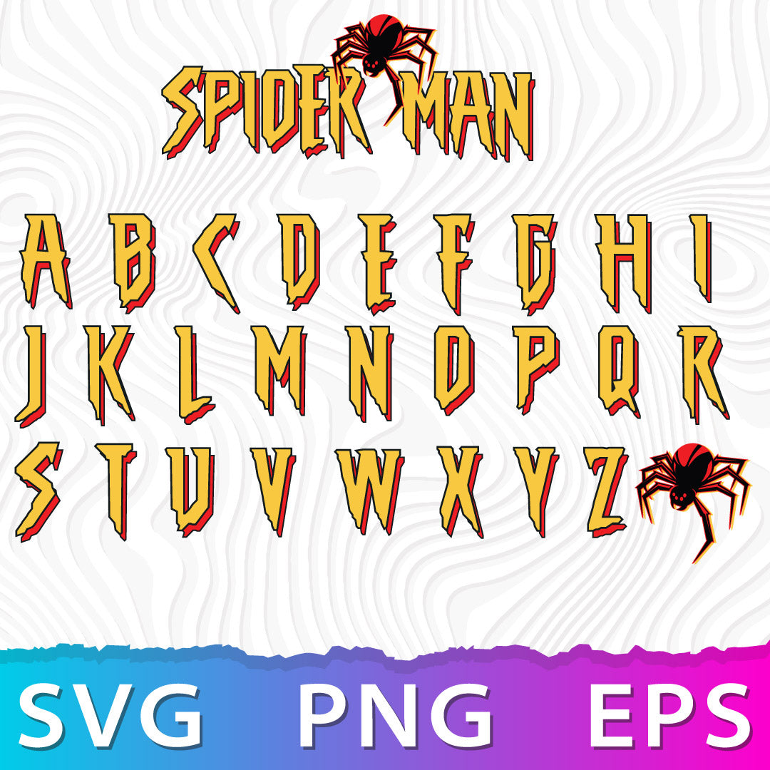 Spiderman Font SVG, Spiderman Alphabet SVG, Spiderman Letters SVG