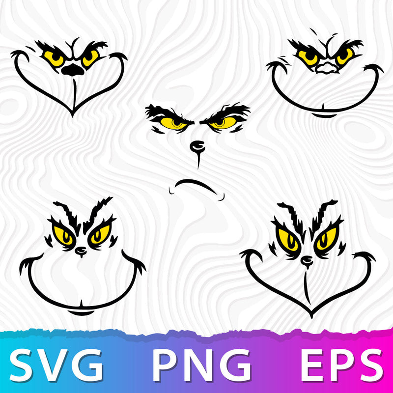 Grinch Face SVG, Grinch Face SVG Cricut, Silhouette Vector Cut Files, Grinch Face PNG