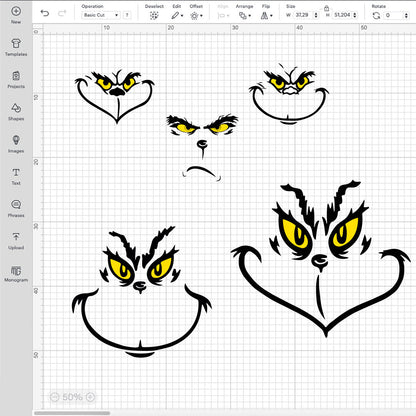 Grinch Face SVG, Grinch Face SVG Cricut, Silhouette Vector Cut Files, Grinch Face PNG