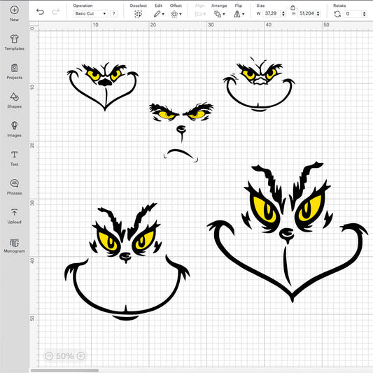 Grinch Face SVG, Grinch Face SVG Cricut, Silhouette Vector Cut Files, Grinch Face PNG