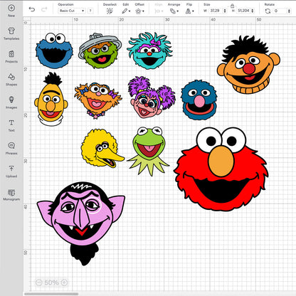 Sesame Street Characters Layered SVG, Sesame Street Faces SVG