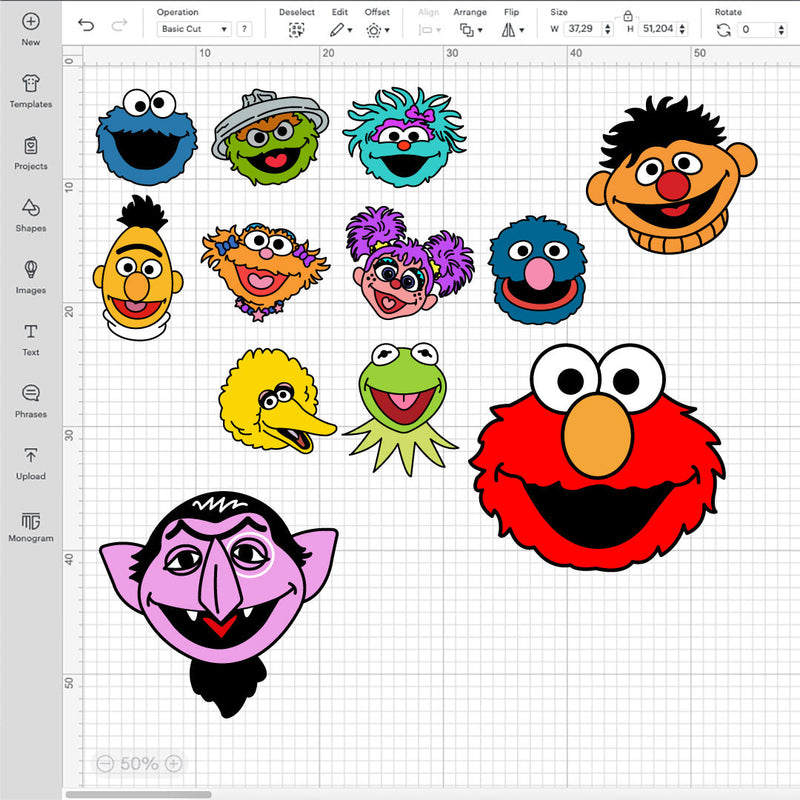 Sesame Street Characters Layered SVG, Sesame Street Face SVG Bundle, Sesame Street Face Clipart