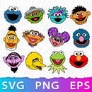 Sesame Street Characters Layered SVG, Sesame Street Faces SVG