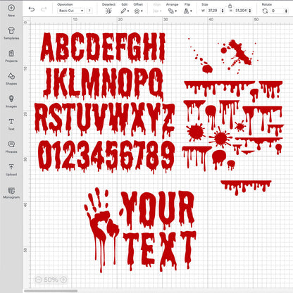 Blood Dripping SVG, Blood Alphabet PNG, Blood Splatters, Blood Hand PNG, Blood Dripping Font Cricut