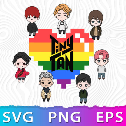 BTS Svg, BTS Png Transparent, BTS Characters PNG, BTS Cartoon Characters SVG, Cricut BTS Svg