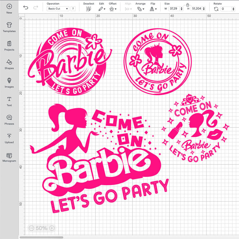 Barbie Party SVG, Barbie Let's Go Party SVG Cricut, Barbie PNG Transparent