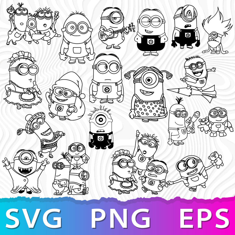 Minions SVG, Minions PNG Transparent, Minion SVG For Cricut, Minions Outline SVG, Minions Cricut Designs