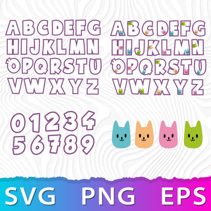 Gabby Dollhouse Alphabet SVG, Gabby Dollhouse Font SVG, Cricut Dollhouse Numbers PNG