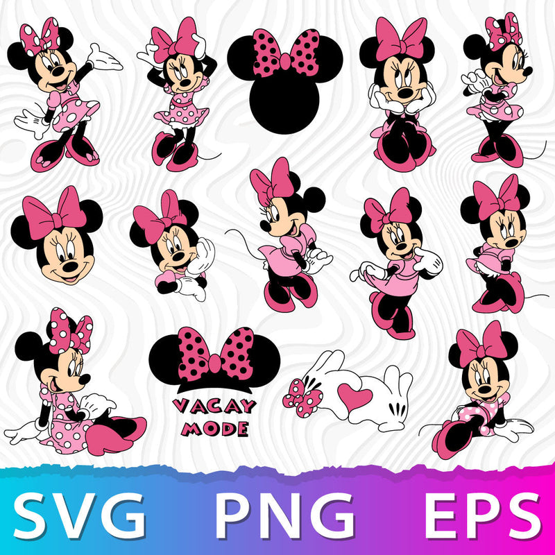 Minnie Mouse SVG, Minnie Mouse PNG Transparent, Minnie Mouse Cricut, Minnie Birthday