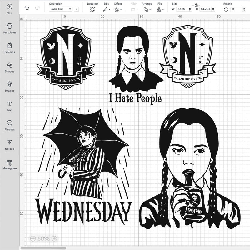 Wednesday Addams SVG, Jenna Ortega, Addams Family PNG, Wednesday Girl With Umbrella, Nevermore Emblem