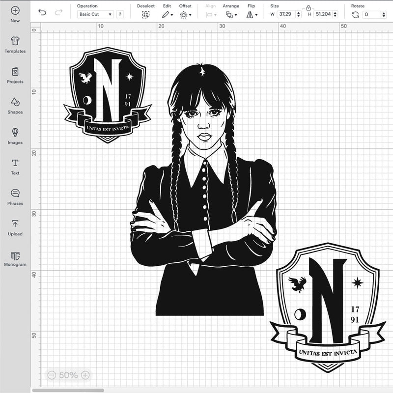 Wednesday Addams SVG, Jenna Ortega, Addams Family PNG, Nevermore Emblem